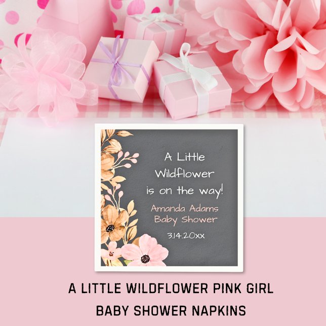 A Little Wildflower Pink Girl Baby Shower Napkin (A Little Wildflower Pink Girl Baby Shower Napkins)