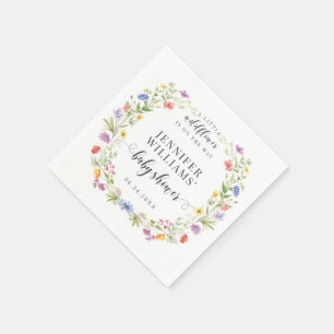 A little wildflower rustic boho baby girl shower napkin