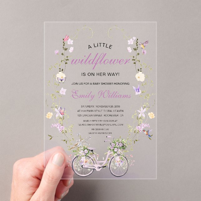 A Little Wildflower Spring Baby Shower  Acrylic Invitations (Insitu (Handheld))