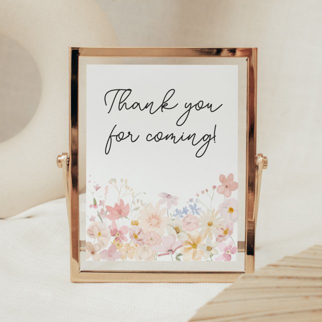 A Little Wildflower Thank you for Coming Poster (Floral Little Wildflower Is On The Way Baby Shower Thank you for Coming Sign)