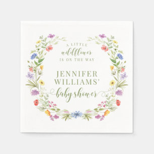 A little wildflower watercolor baby girl shower napkin