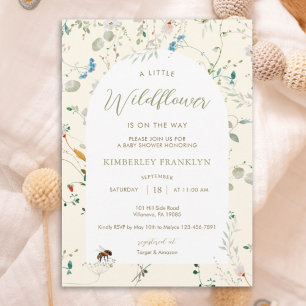 A little Wildflower Wild Flower Bee Baby Shower Invitation