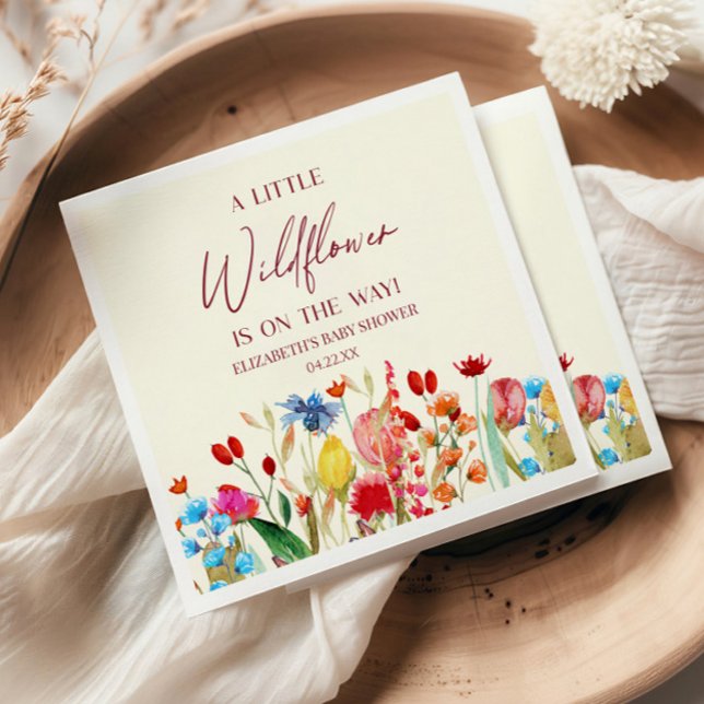 A Little Wildflower Wild Flower Floral Baby Shower Napkin (Creator Uploaded)