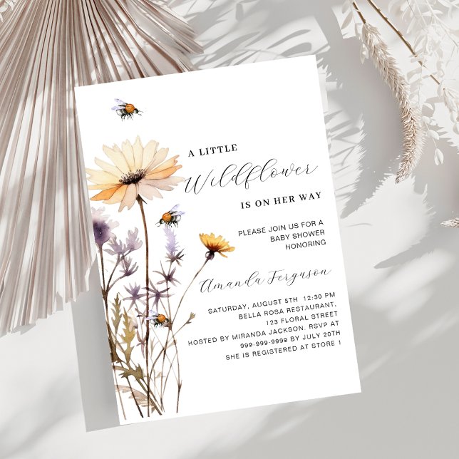 A little wildflower yellow luxury baby shower invitation (Creator Uploaded)