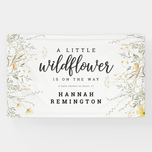 A Little Wildflower Yellow Watercolor Baby Shower Banner (Horizontal)