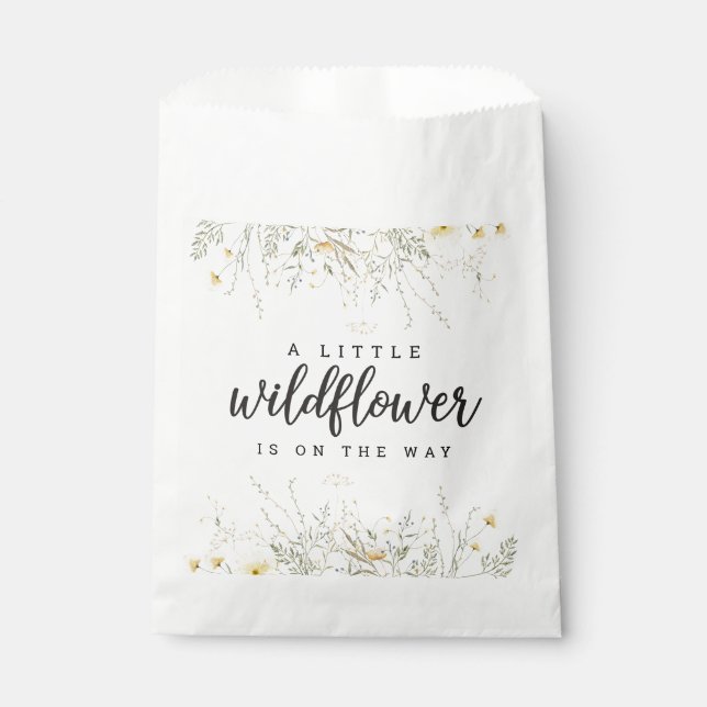 A Little Wildflower Yellow Watercolor Baby Shower Favour Bags (Front)