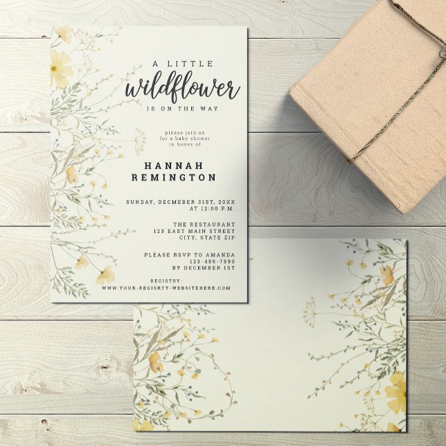 A Little Wildflower Yellow Watercolor Baby Shower Invitation (Creator Uploaded)