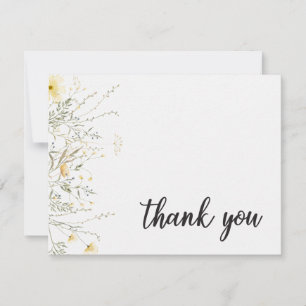 A Little Wildflower Yellow Watercolor Baby Shower Thank You Card