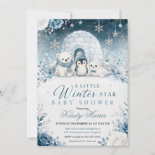 A Little Winter Star Baby Shower Invitation