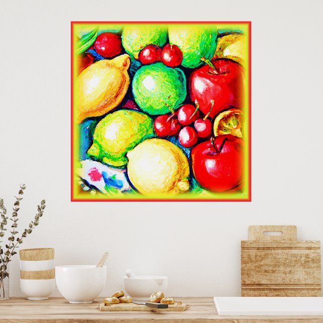 A Lively Fruits Painting. Buy Now Poster (Kitchen)