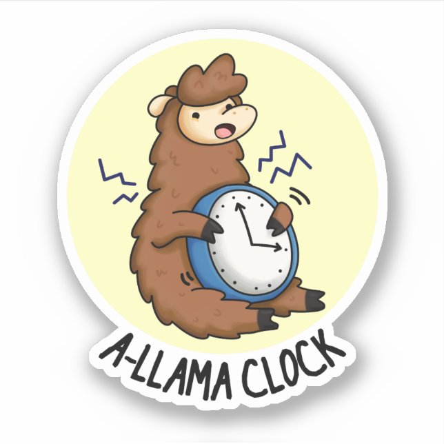 A-llama Clock Funny Llama Pun  (Front)