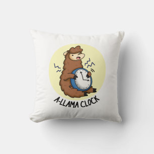 A-llama Clock Funny Llama Pun  Cushion