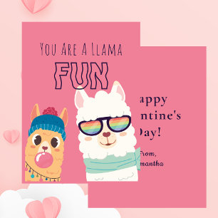 A Llama Fun Classroom Valentines Day  Card