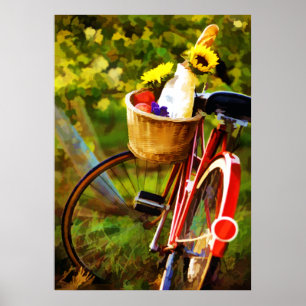 A Loaf of Bread a Jug of Wine and a Bike Poster