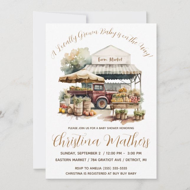 A Locally Grown Baby is on the Way!  Baby Shower Invitation (Front)