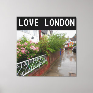 A London Street and rain England Canvas Print