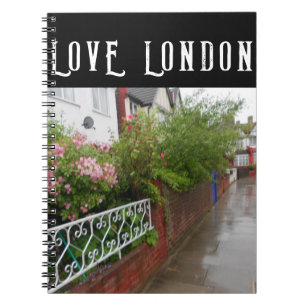 A London Street and rain England Notebook
