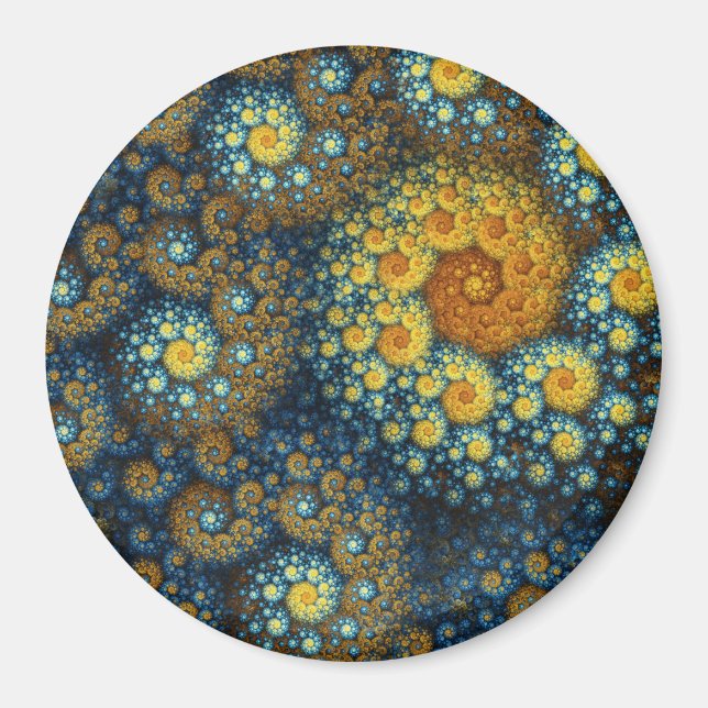 "a.lone" Blue Organic Spiral Fractal Magnet (Front)