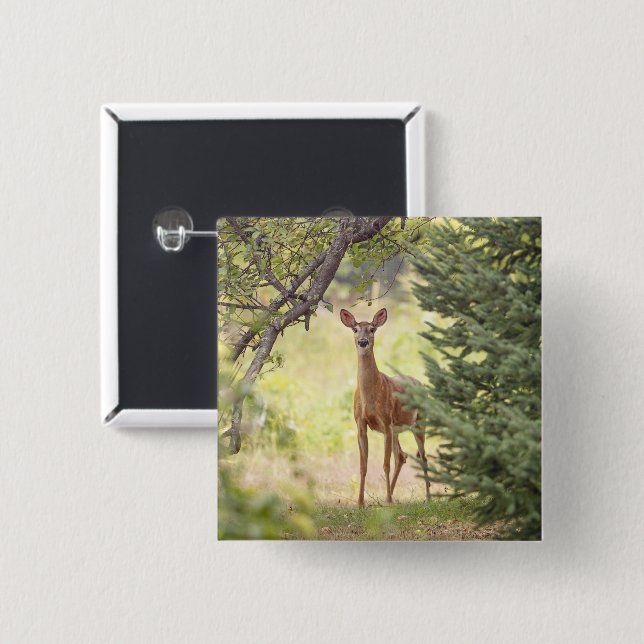 A Lone Deer  15 Cm Square Badge (Front & Back)