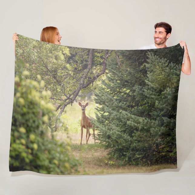 A Lone Deer  Fleece Blanket (In Situ)