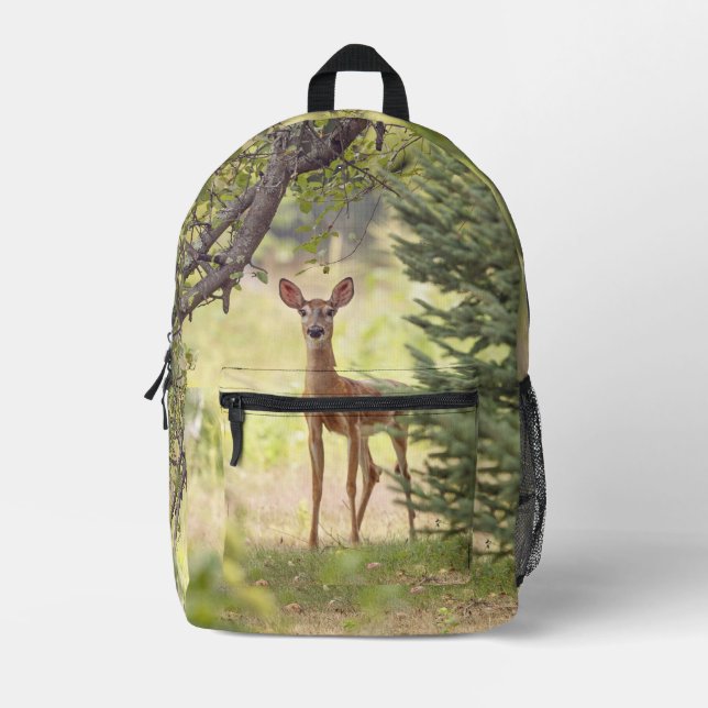 A Lone Deer  Printed Backpack (Front)