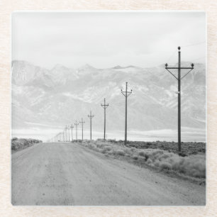 A Lone Road and Power Lines San Juan Mountains Glass Coaster
