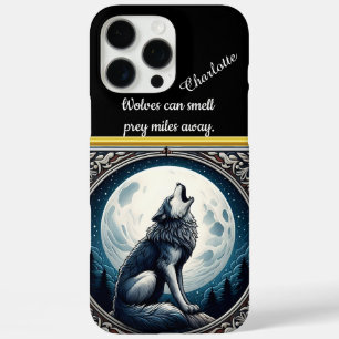 A Lone Wolf Howls Under the Full Moon at Night iPhone 16 Pro Max Case