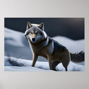 A Lone Wolf on the Hunt Poster
