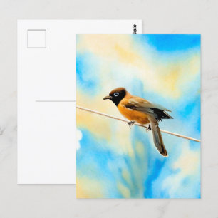 A lonely colourful bird postcard