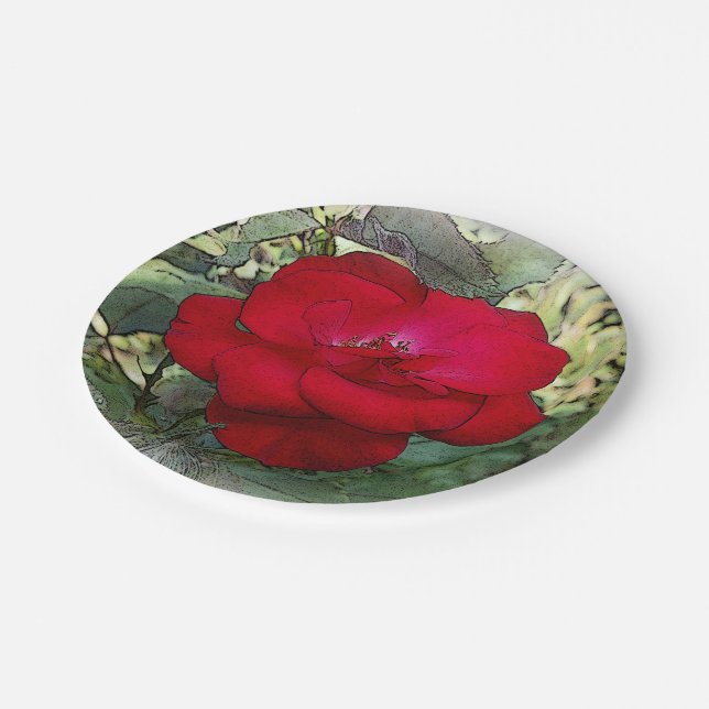 A lonely rose paper plate (Angled)