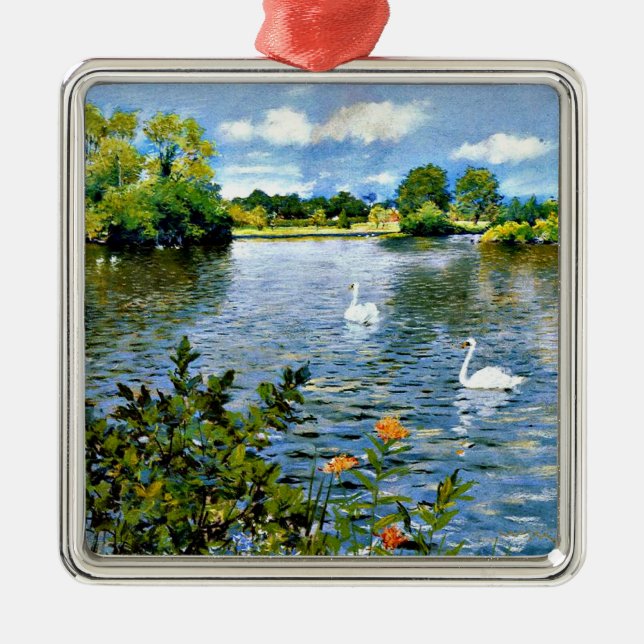 A Long Island Lake, famous painting, Metal Tree Decoration (Front)
