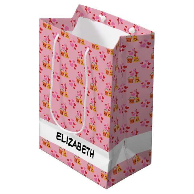 A Long Lasting Love Hearts Pattern Medium Gift Bag (Front Angled)