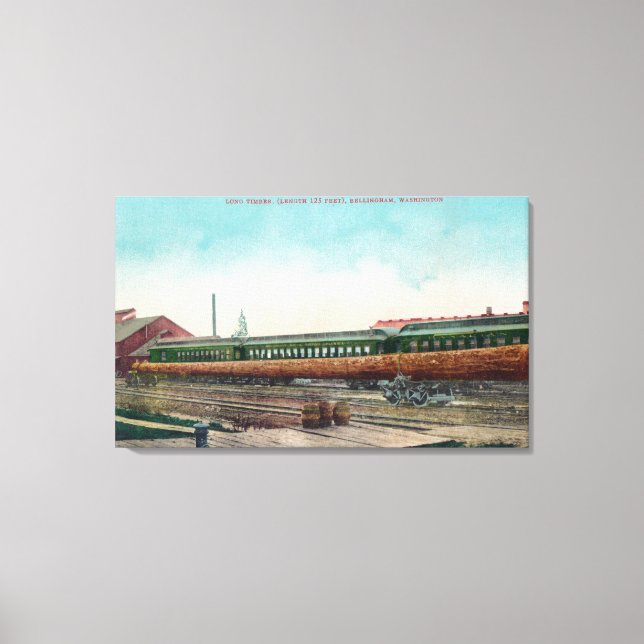 A Long Tree Log on Railroad Tracks Canvas Print (Front)