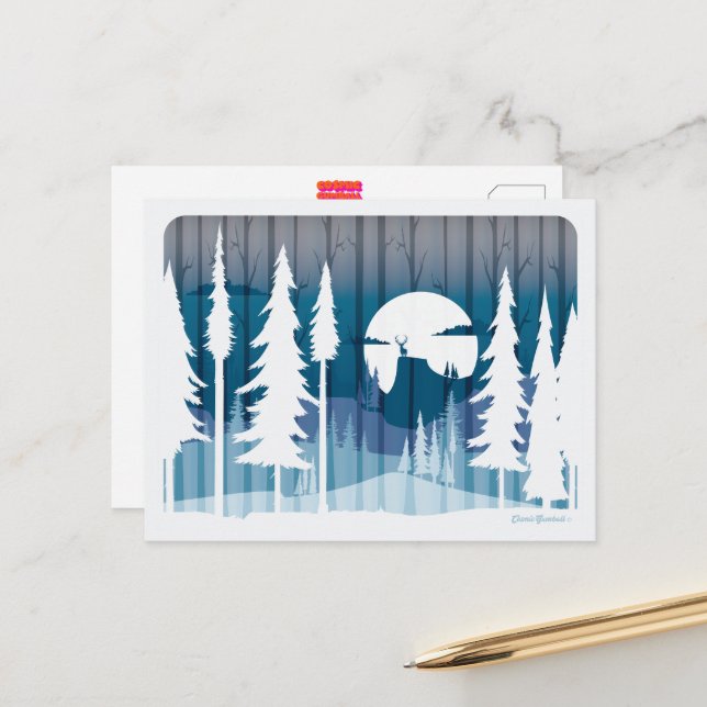 A long winter night in the forgotten forest -   postcard (Front/Back In Situ)