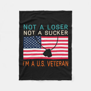 A Loser Sucker I Am A Us Veteran Biden 2020 Anti T Fleece Blanket