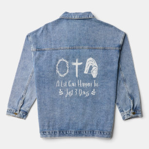 A lot Can Happen In 3 Days Jesus Cross Christian M Denim Jacket