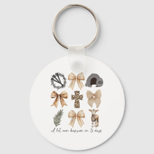 A Lot Can Happen In Three Days Coquette Bow Christ Key Ring