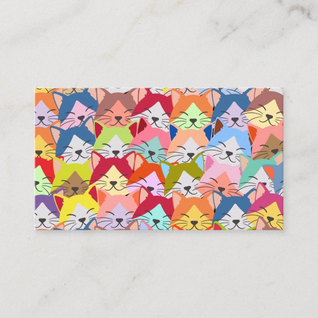A lot of Colourful Cats | Kitten Pet Pattern Gift Business Card (Front)