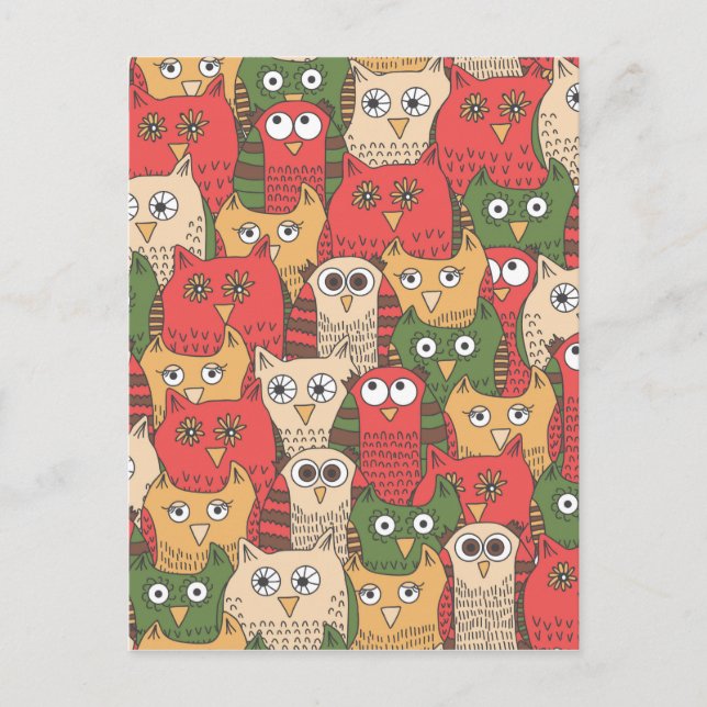 A lot of cute owls postcard (Front)