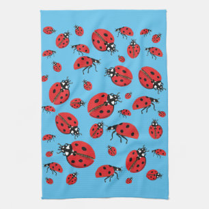 A lot of Ladybugs Lucky Pattern Tea Towel