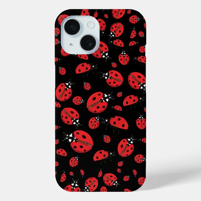 A lot of Red Ladybugs Lucky Pattern Black Case-Mate iPhone Case (Back)