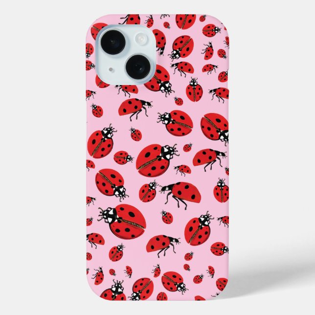 A lot of Red Ladybugs Lucky Pattern Pastel Pink Case-Mate iPhone Case (Back)