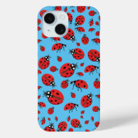A lot of Red Ladybugs Lucky Pattern Sky Blue