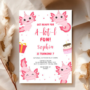 A Lot'l Fun Axolotl Kids Birthday Invitation