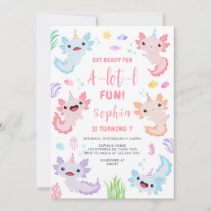 A Lot'l Fun Axolotl Kids Birthday Invitation