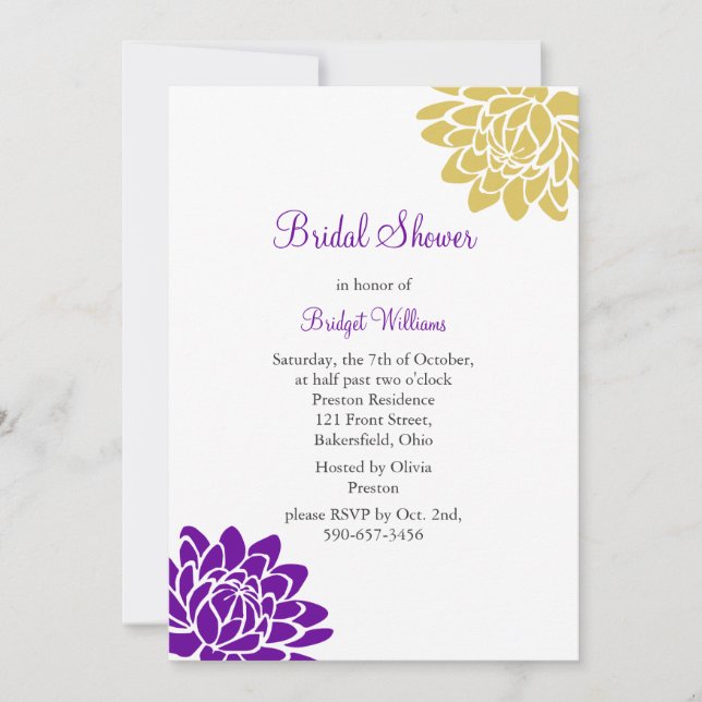A Lotus Flower Bridal Shower (purple) Invitation (Front)