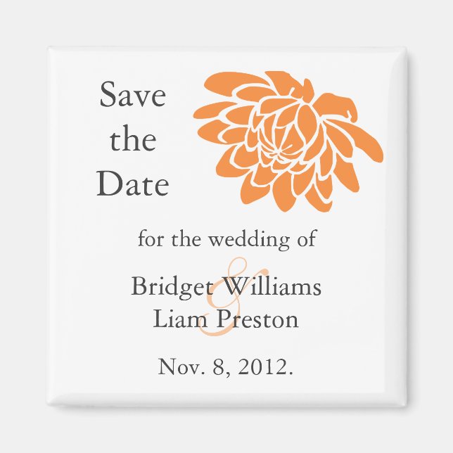 A Lotus Flower Save the Date Magnet (orange) (Front)