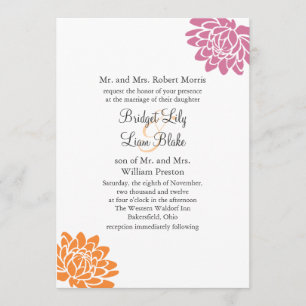 A Lotus Flower Wedding Invitation 2(orange)