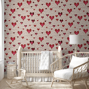 A Love for Stripes and Hearts, Cream Wallpaper