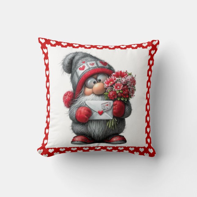 "A Love Note for You" Valentine Gnome Cushion (Front)